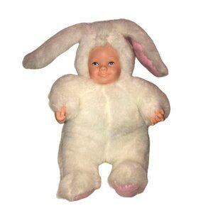Vtg Anne Geddes Easter Bunny Baby Plush Doll w/ Vinyl Hands and Face 9"